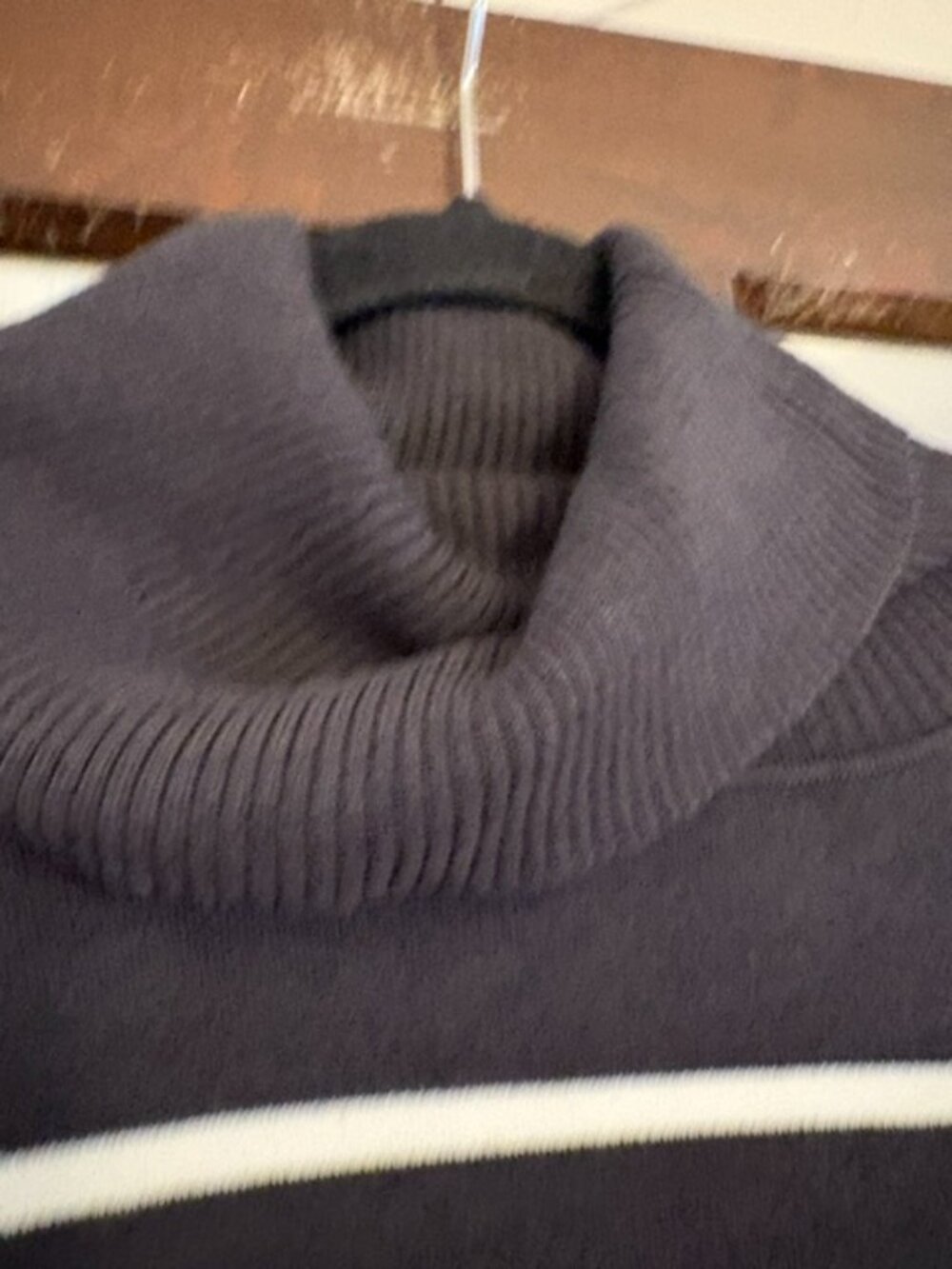 Free People Paulie Turtleneck Sweater in Gray with White Stripes, Size XS - Picture 4 of 8